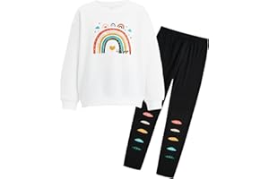 JiAmy Girls Outfits Set 2PCS Clothes Long Sleeve Sweatshirt T-Shirt Tops Leggings Trousers Sweatsuit 4-10Y