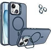 MADNOVA iPhone 14 Plus i&ccedil;in Kılıf Kamera Korumalı Magsafe Wireless Şarj &Ouml;zellikli Lens Hediyeli Mat Şeffaf Renkli Standlı Kıl