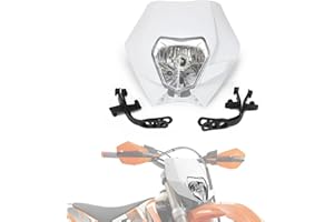AnXin Dirt Bike Headlight Motorcycle Headlamp Front Headlight Universal For EXC250 SX250 SXF250 EXC450 SX350 SXF450 EXC525 Etc Most Dirt Pit Bike Enduro Supermoto - White
