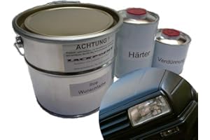 Lackpoint 2 Litre Set 2K Peinture Voiture Ral 9005 Noir Profond Mat Aucun Vernis Transparent