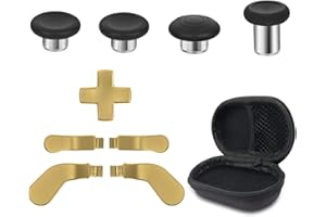GOPIIPHON Metal Thumbsticks for Xbox Elite Controller Series 2 Replacement Magnetic Buttons Kit Includes 4 Swap Magnetic Joysticks,4 Paddles,1 Standard D-Pads, Accessories Parts for Xbox One Elite 2 (Gold)