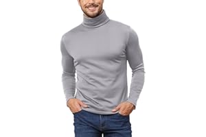 Remxi Suéter de Cuello Alto para Hombre con Solapa Color sólido Mezcla de algodón y Lana