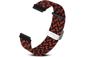 RoYiio Bracelet en Nylon pour Largeur de 20mm, Confortable et Respirant, avec Boucle à Dégagement Rapide, Sangle en Nylon pour Hommes et Femmes - X Noir Orange
