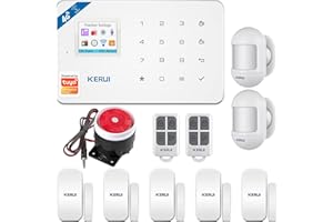 KERUI 2G/4G gsm WiFi Sistema de Alarma Seguridad para Hogar por Call/SMS/App, Kits Alarma Antirrobo Inalámbrico DIY con Detector/Sensor de Movimiento Alarma Puerta sin cuotas para Casa/Tienda/Oficina