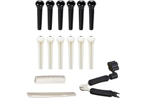 ZANTESR Acoustic Guitar Bridge Pins Pegs, 1PCS 3-In-1 Guitar String Winder, 2PCS Acoustic Guitar Bridge Saddle for Guitar Accessories/Maintenance Kit/Replacements Set