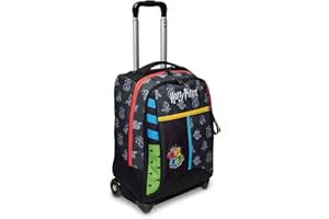 SJ GANG STYLE JAM GANG Seven Big Trolley Scuola Elementare Harry Potter, Nero, The Magical Creatures, 2 in 1, Doppio Uso, Zaino Doppio Scomparto Con Carrello Fisso e Crossover System, Viaggio e Tempo libero, Bambino