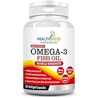 Healthmeds Double Strength Omega 3 Fish Oil 1000Mg (360Mg Epa & 240Mg Dha) - 60 Softgel Capsules for Brain, Joints…