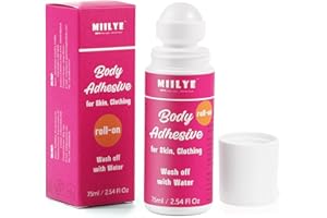 MIILYE Body Adhesive Roll-On for Skin & Clothing 75ml-Sweat Resistant, Water Wash Off- Fashion Adhesive for Dancers, Socks, Stockings, Leotards, Bras, Wigs, Costumes