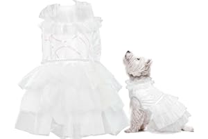 OUOBOB Hund Hochzeitskleid, Hund Geburtstag Kleid, Hündin Kleidung, Hund Weihnachten Outfit Medium, Hundekleider für mittelgroße Hunde Mädchen, Hund Brautkleider, Halloween Kostüme für Hunde Bulldogge