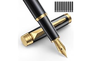 AIBelire Luxury Fountain Pen Set, Fountain Pens for Writing, Smooth Fine Nib, Includes 10 Ink Cartridges [Black] & Ink Refill Converter, Best Pen Gift Case for Men & Women, Nice office writing Pens