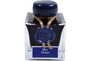 Jacques Herbin 15018JT - Un flacon d'encre pailletée d'or 1670 pour stylo-plume, roller, plume de verre et porte-plume 50 ml, Bleu océan