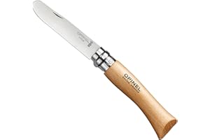 Opinel 0442001696 - Navaja con punta redondeada y mango en haya natural, color beige, talla 8 cm