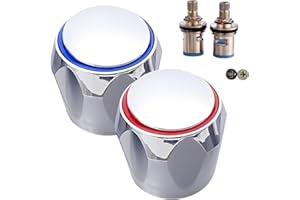 WANAONE Replacement Bathroom Kitchen Sink Standard Hot & Cold Tap 1/2'' Top Head Covers, Red and Blue Tap Top for Leaking Aging Taps, Hot and Cold Sink Faucet Knobs Replacement Parts(Size:32 x 39mm)