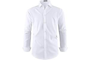 YAOBAOLE Chemise sans Repassage Homme Manches Longues Habillée Formelle Casual Business Coupe Ajustée Chemise Mariage Couleur Unie