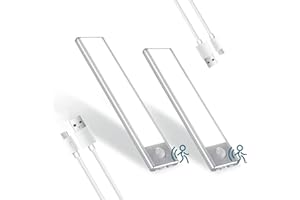 CANMEIJIA Światła z czujnikiem ruchu, do wewnątrz, 40 diod LED pod szafką, lampki kuchenne, bezprzewodowe, ładowane przez USB, 1200 mAh, 6500 K, oświetlenie podszafkowe, do kuchni, szafy, schodów,