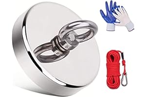 YADODO Peche a l'aimant 400 kg 90 MM Neodyme Super Puissant Aimant pour Peche Ramasse Monnaie Chasse Au Trésor avec Grapin Corde 20m Une Paire de Gants pour Aimant Pêche Trésors de Chasse