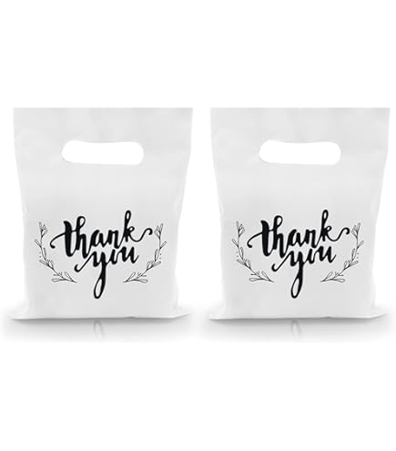 PEUTIER 100pcs Clear Thank You Bags, Plastic Shopping Bags With Die-cut Handles For Party Favor, Small Business - View #10