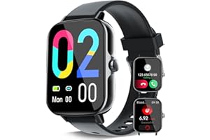 Marsyu 1,9'' Orologio smartwatch Uomo Donna con Funzione telefonica, 24/7 Automatico cardiofrequenzimetro/Pressione sanguigna/contapassi Fitness Tracker, IP67 Impermeabile Uomo smartwatch glicemia