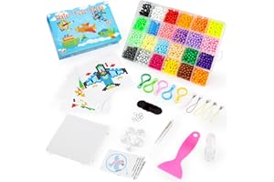 AICOIMY Zestaw koralików z bezpiecznikiem wodnym, 24 kolory, 2400 koralików w sprayu, 5 mm, magiczne koraliki z pudełkiem, zabawki edukacyjne dla dzieci, ręcznie wykonane, nadają się na prezenty urodzinowe i