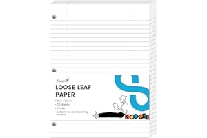 Koogel Binder Refills Paper,120 Sheets Lined Filler Paper 3 Holes Punch for A4 A5 Notebook Binder Planner School Office,8 x10.5inch/20.3 x 26.7cm