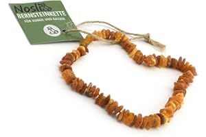 Nosli Bernsteinkette Halsband für Hunde und Katze • Hundehalsband Baltischer Bernstein • Bernstein Halsband • Länge: 55cm