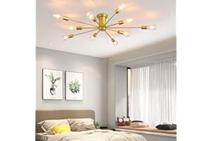 ‎JIINOO JIINOO 10 Lichter Moderner Kronleuchter Deckenleuchter Gold Industrielle Deckenlampe Mittelalter Semi Flush Mount Kronleuchter Deckenleuchte für Küche Esszimmer Wohnzimmer Schlafzimmer Beleuchtung