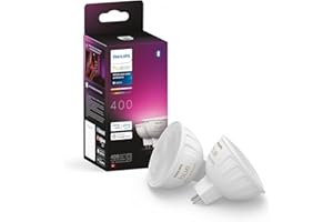 Philips Hue - Bombilla LED Inteligente, MR16, Luz Blanca y de Colores, regulable, 6.3W, Compatible con Amazon Alexa (Echo, Echo Dot) - Pack de 2 Bombillas LED inteligentes