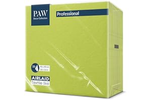 PAW DECOR COLLECTION PAW - Serviettes Airlaid (40 x 40 cm) I 50 pièces I Unicolore I Semblable à du tissu I Élégante décoration de table I HoReCa I Pour les occasions comme mariages, les fêtes I Color: Lime Green
