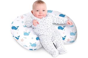 Little Grape Land Nursing Pillow for Baby, Coussin d’Allaitement Doux et Soutenant pour Maman, Coussin de Tétée avec Housse Amovible, Adapté de 0 à 12 Mois(Baleine)