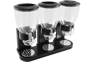 Micvtve Distributori per Cereali Dispenser Cibo Secco per Alimenti Secchi Triplo Contenitore per Contenitori Contenitore per Farina D'Avena nel Plastica Contenitore per Alimenti Nero