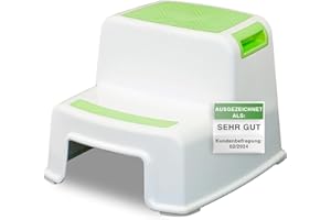 ‎ADRIANO PORCARO ADRIANO PORCARO® I Tritthocker Kinder I 2-Stufig Hocker Kinder I 26cm Hoch I Belastbarkeit 80kg I Gummierte Trittfläche I Hocker Kinder Bad mit Tragegriffe I Für Kinder, Erwachsene, Senioren I Grün
