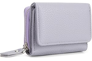 CHAOFANXI Portafoglio Donna Piccolo in Pelle da Donna, Portamonete Piccoli Trifold Piccola Corto Portamonete con 6 Scomparti per Carte con 1 Sezione di Fattura e 1 Tasca con Cerniera,Viola Chiaro