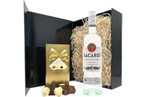 SPARKLING DIRECT Rum Gift Set - Bacardi White Rum and Chocolates Gift Hamper Box - Birthday, Christmas Rum Gifts for Men and Women