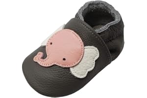 YALION Chaussons Cuir Souple Bébé Fille Garçon Antidérapante Chaussures Premiers Pas pour Enfant