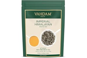 VAHDAM, Feuilles De Thé Blanc De L'himalaya (50 G, 25+ Tasses) De Qualité Supérieure | 100% Pur Et Aromatique | Thé Blanc En Vrac Aux Bourgeons De Feuilles, Conditionné En Inde