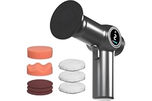 VISLONE Polisseuse sans fil pour voiture avec écran LCD, kit de polissage à 2 vitesses réglables, polisseuse électrique multifonctionnelle pour le polissage du métal, du bois et du bois