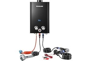 GASLAND BE264BQ120 Tankless Water Heater 10 Liter Gas Water Heater with Water Pump for Outdoor Use Butane (28-30 mbar)/Propane (37 mbar) for Camping, RV, Barn