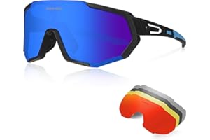 ‎QUESHARK Queshark Sportbrillen Fahrrad Brillen Damen Herren Polarisierte UV400 Schutz mit 5 Wechselgläser Radbrillen für Outdoor-Sport Radfahren Motorradfahren Laufen Angeln Golf