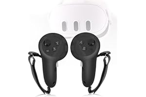 AODELAN Pokrowiec na uchwyty kontrolera kompatybilny z akcesoriami Meta/Oculus Quest 3S/Quest 3, silikonowy pokrowiec z paskami na kostki (czarny, 1 para)