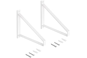 Emuca - Juego de soportes para estante de madera con forma triangular, Acero, Pintado blanco