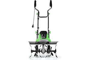 COSTWAY 1200W/1500W Electric Tiller, Garden Soil Cultivator Rotavator with Sharp Blades, Foldable Handle, 35/43cm Cutting Width & 22cm Cutting Depth (43cm, Green)