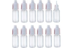 QUUPY 25Pcs 10ml Empty Clear Plastic Squeezable Dropper Bottles Eye Liquid Dropper Empty Dropper Smoke Oil Bottle with White Screw Cap and Removable Plug