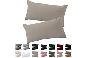 Soifox Poszewka na poduszkę 30 x 50 cm, 2 sztuki w zestawie, kolor taupe, 100% odporna na działanie mikrofibry, hipoalergiczna poszewka na poduszkę z zamkiem błyskawicznym