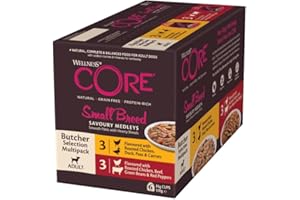 Wellness CORE Savoury Medleys, Pâtée pour Chiens de Petite Taille, Haute Teneur en Viande, Farmer Sélection 6 x 85g