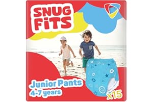 Drylife Snug Fits Disposable Pull-Up Unisex Junior All Day & Overnight Protection Pants - 800ml Absorbency, Bed Wetting Underwear, 17-30kg Child Nappies - 4-7 Years (4 Packs of 15)