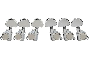 Musiclily Mécaniques Guitare 3x3 scellés pour Guitare électrique ou Folk Acoustique, Chrome Bouton Demi-Lune