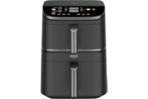Cosori Turbo Tower Freidora de Aire Grande 10,8 Litro-True Metal-Ahorra de Espacio-2630W y Más Rápida-Vertical Doble Cesta Air Fryer-6 Funciones-Nutrición Equilibrada-Máx 12 Personas-Limpiable
