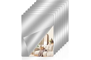MINISOISO 8 Pcs Espejos Adhesivos de Pared HD, 30 x 20 cm Espejo Flexibles Sin Vidrio, Espejos Autoadhesivos Acrílico, Espejo Autoadhesivo para Decoración del Hogar, Baño, Dormitorio, Sala Estar, Armario