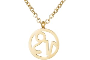 Morella Collar acero Inoxidable oro con colgante signo del zodiaco en bolsa de terciopelo