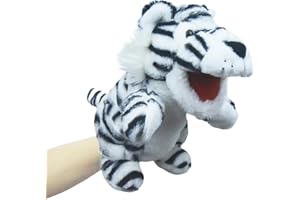 lilizzhoumax burattino di mano di tigre Simulazione Animale tigre Peluche gioco di ruolo, giocattoli interattivi per la prima educazione dei bambini, decorazione della casa animali dello zoo